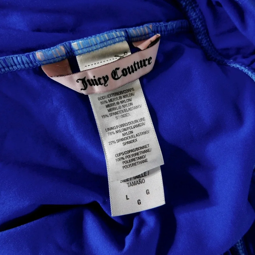 JUICY COUTURE Blue‎ Miss Divine Hearts Pinup One Piece Halter Swimsuit Large